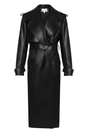 Eco Leather Fitted Trench Coat