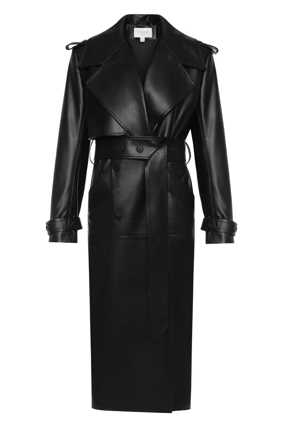 Eco Leather Fitted Trench Coat