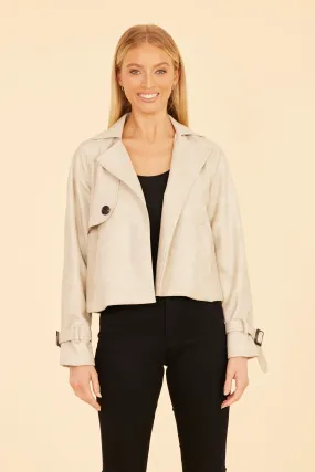 Faux Leather Short Trench Jacket