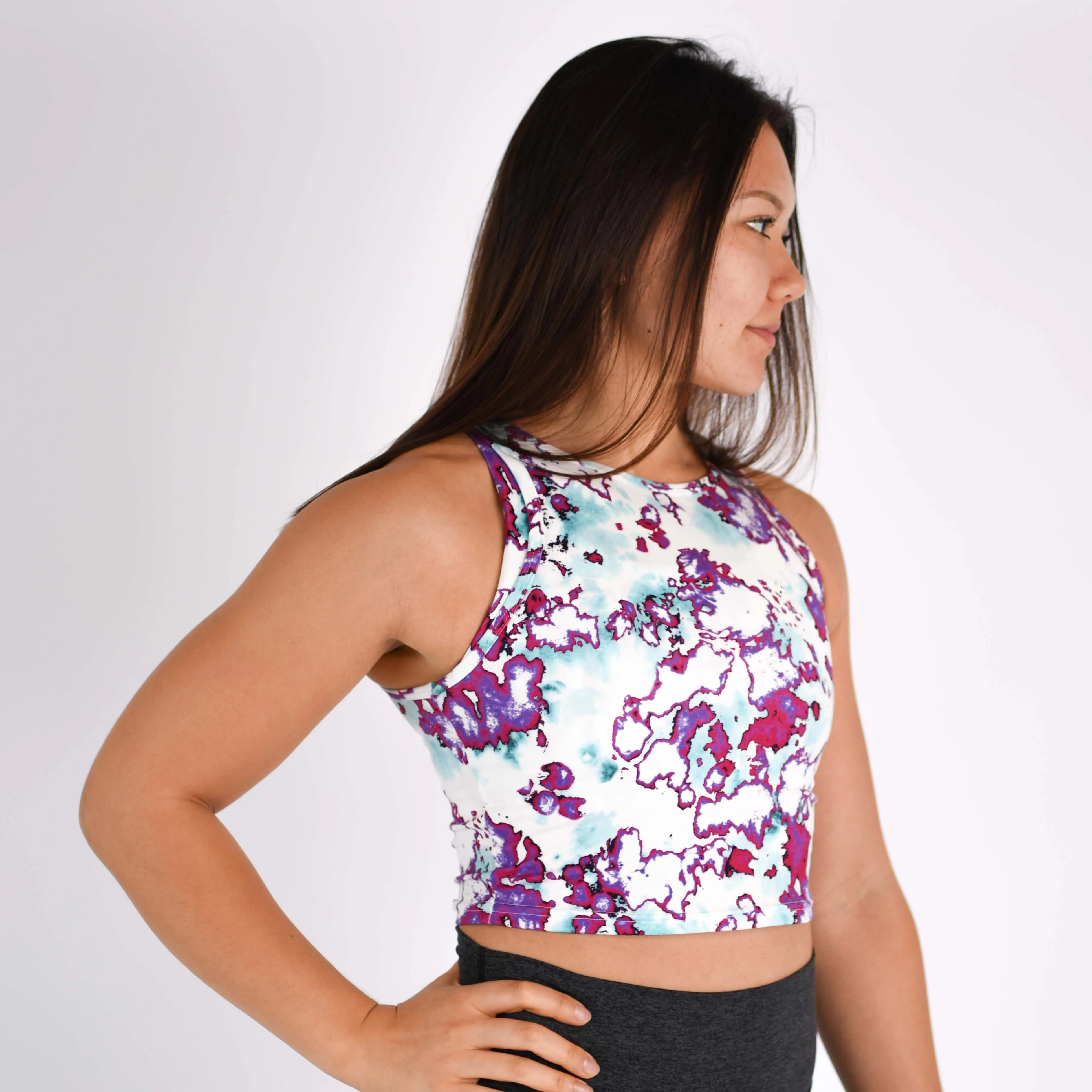 FLEO Tempo Crop Tank - Azalea Marble