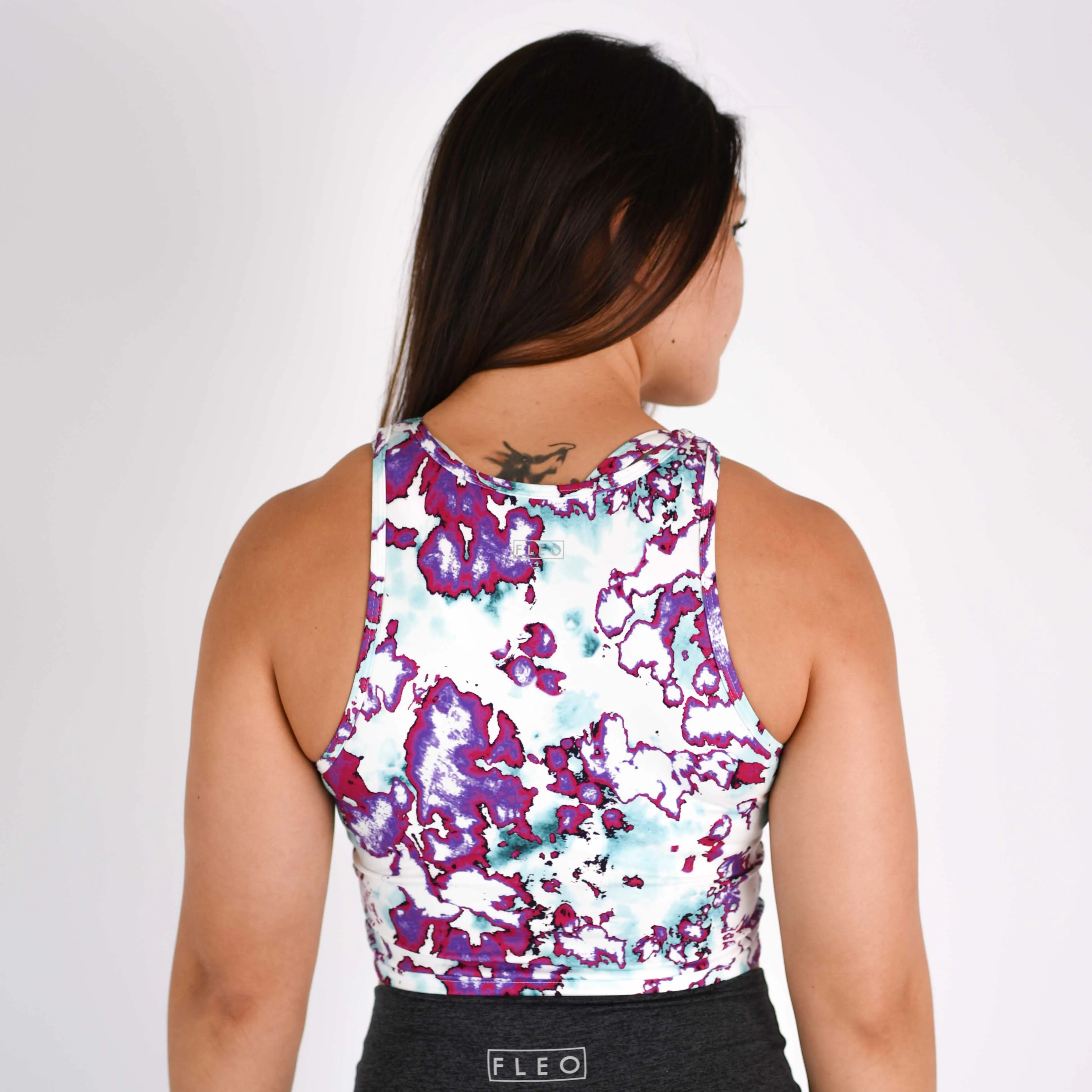 FLEO Tempo Crop Tank - Azalea Marble