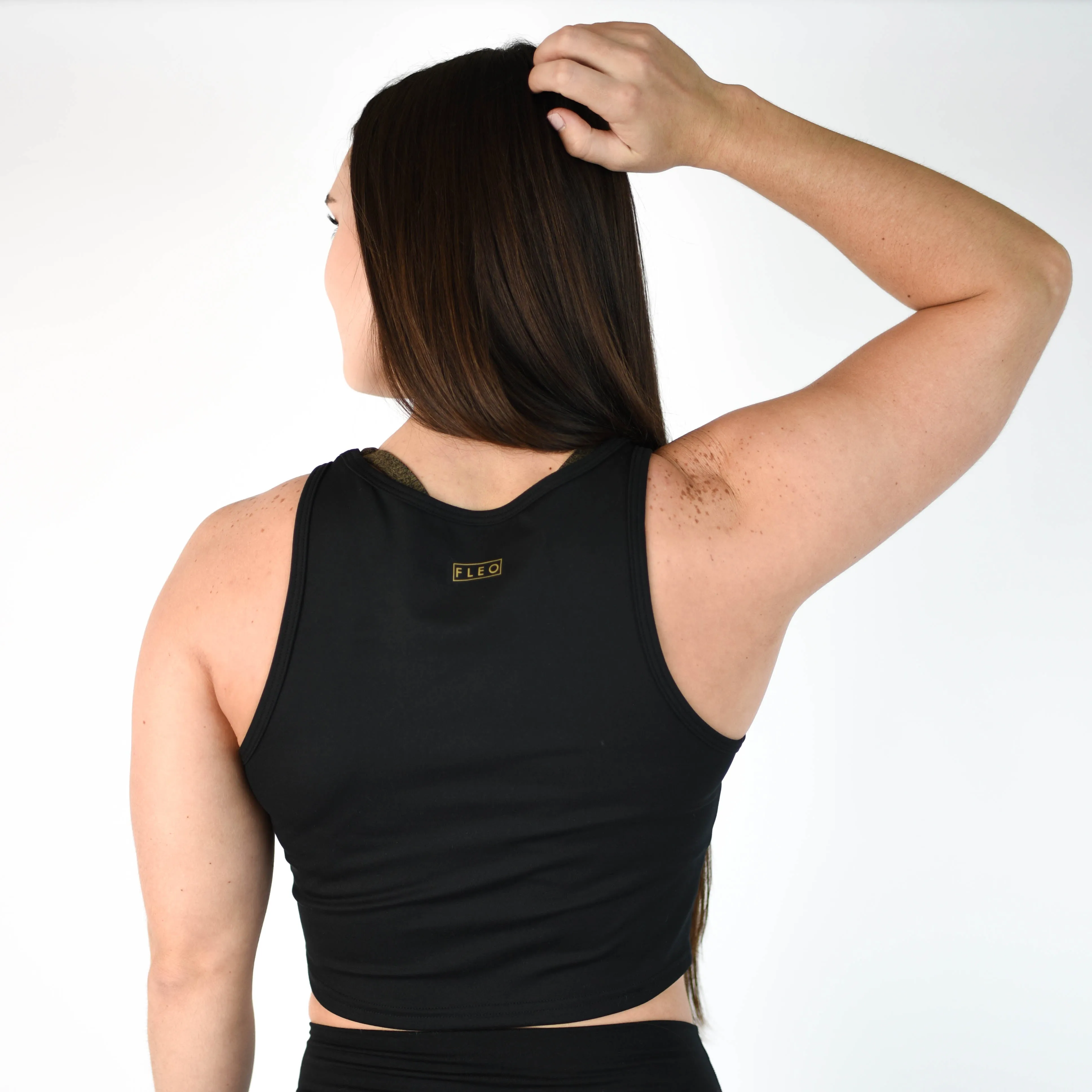 FLEO Tempo Crop Tank - Gold on Black