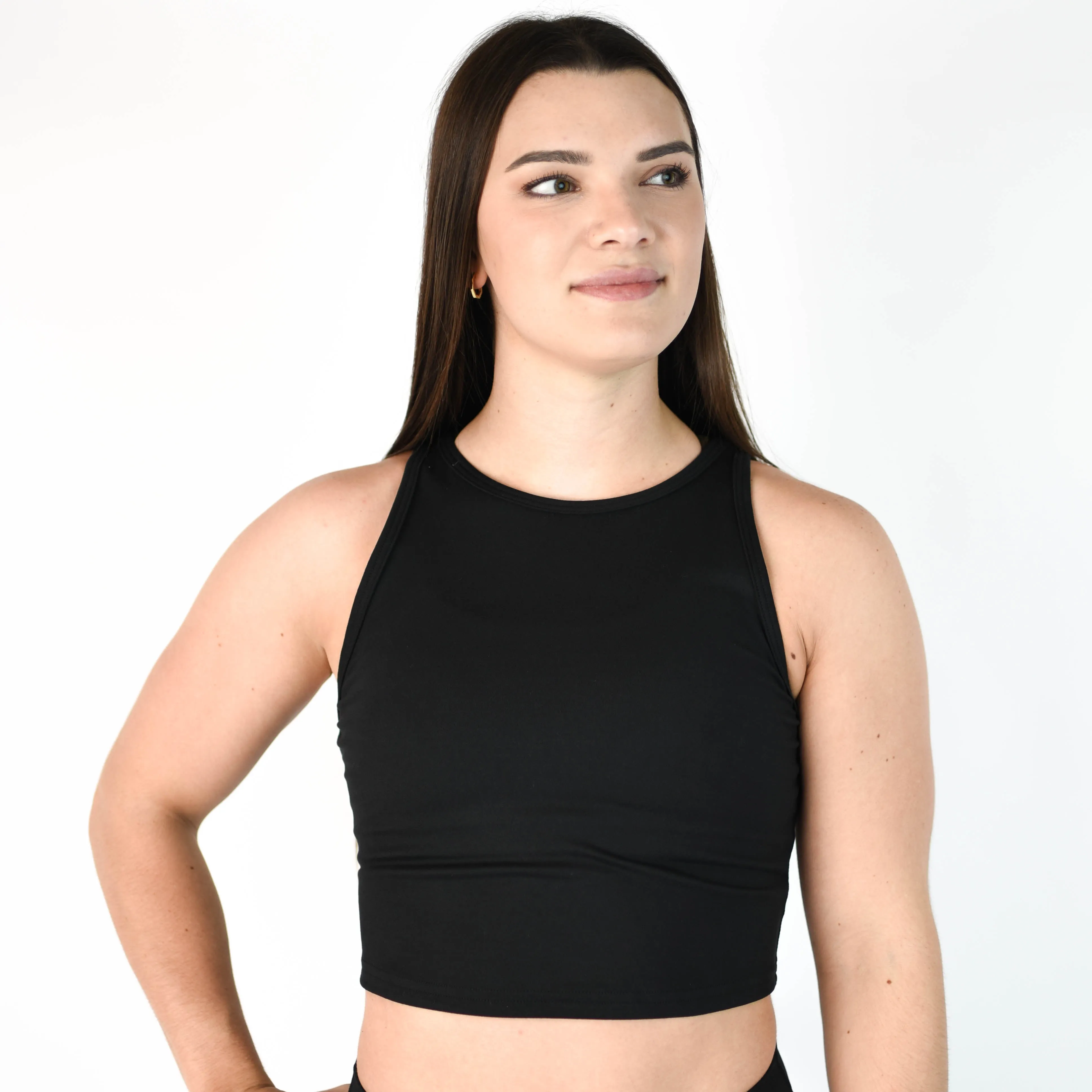 FLEO Tempo Crop Tank - Gold on Black