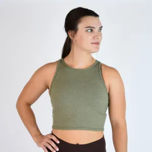 FLEO Tempo Crop Tank - Olive Shark