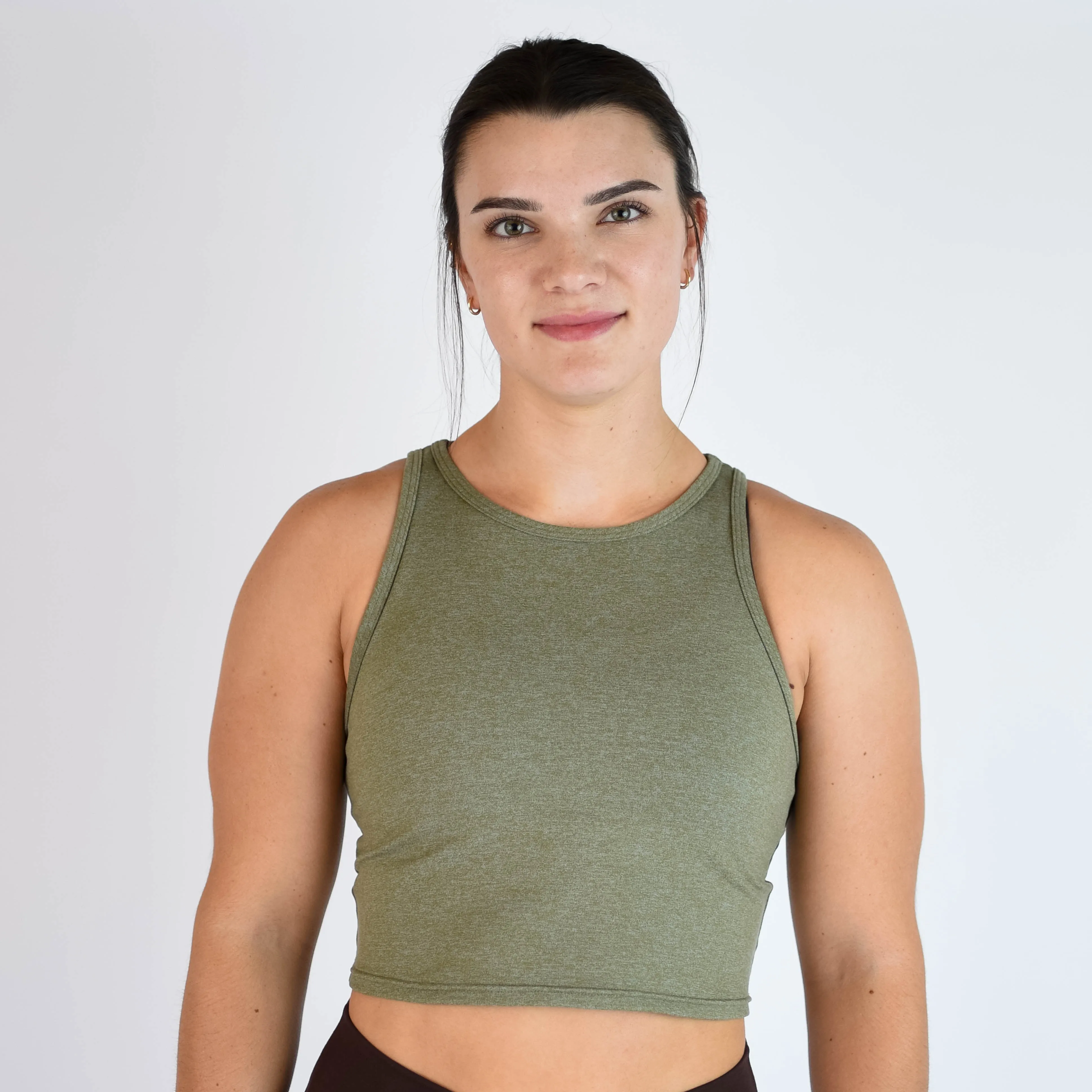 FLEO Tempo Crop Tank - Olive Shark