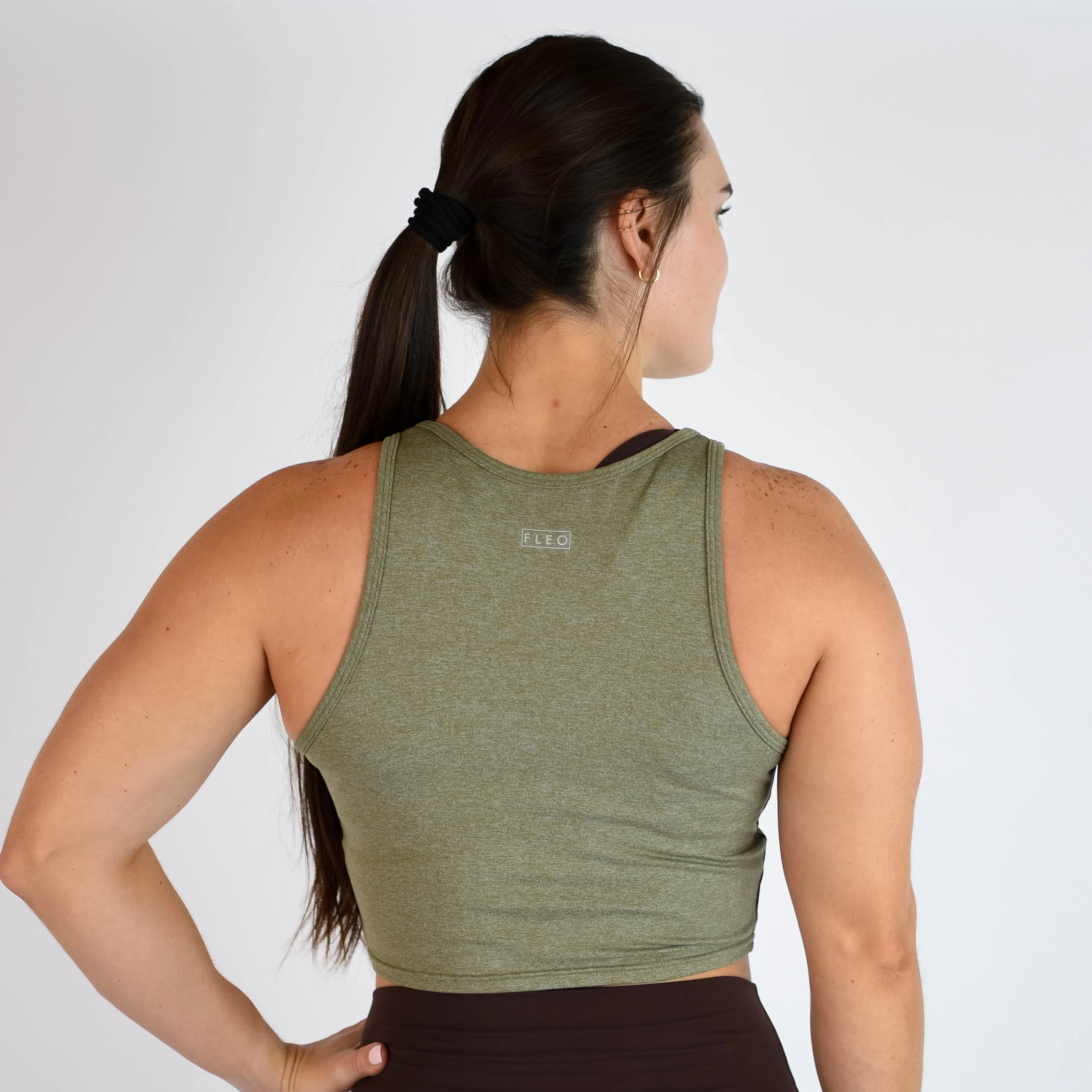 FLEO Tempo Crop Tank - Olive Shark