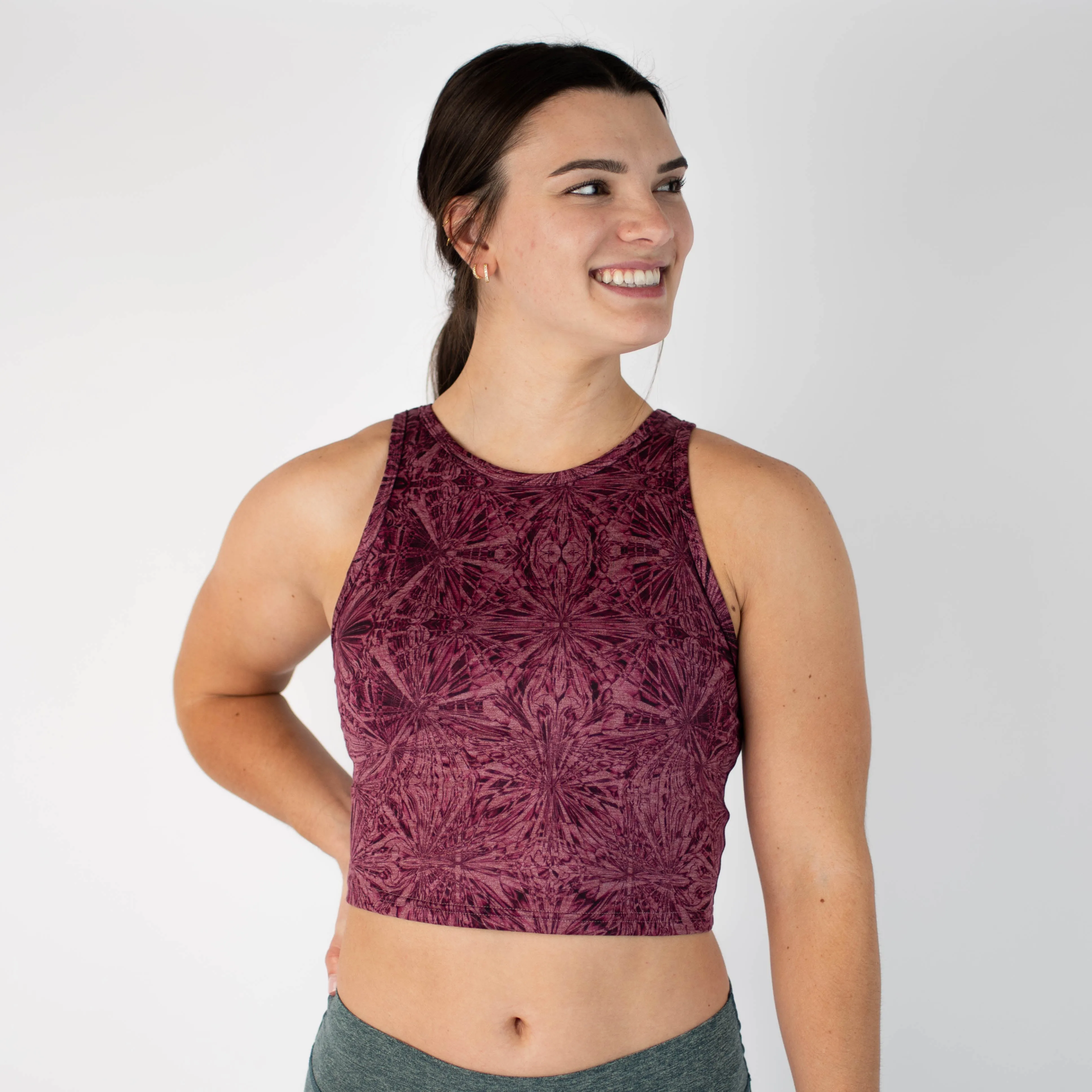 FLEO Tempo Crop Tank - Shattered Rose