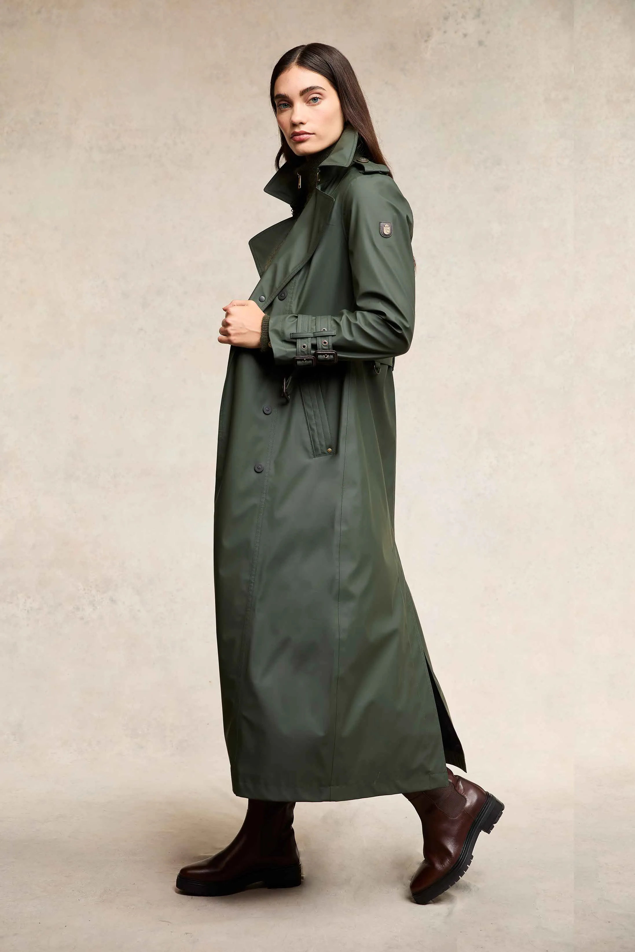 Full Length Kendal Waterproof Trench Coat (Evergreen)