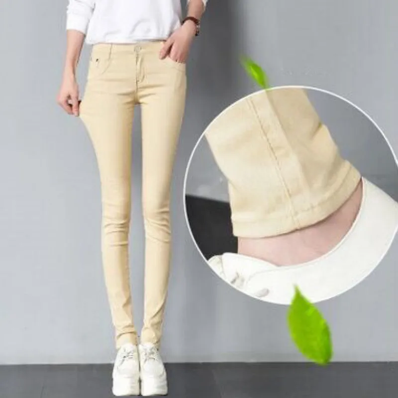 Fun and Bright Candy Color Mid-Waist Skinny Jeans