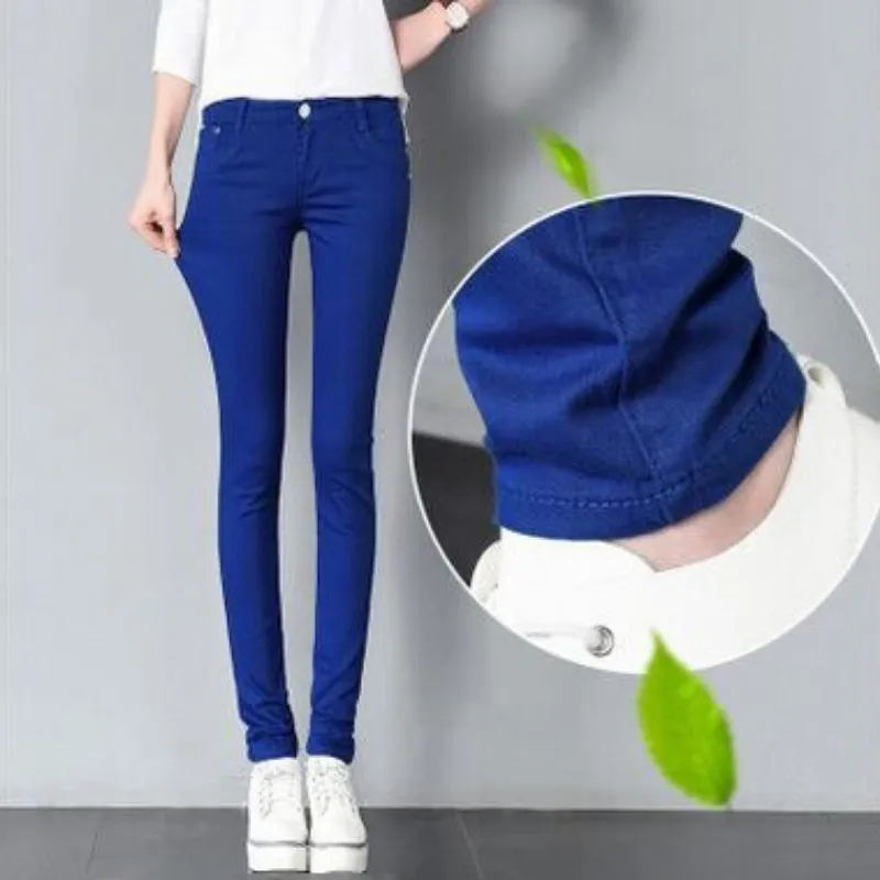 Fun and Bright Candy Color Mid-Waist Skinny Jeans