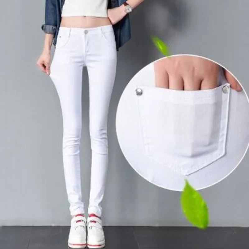 Fun and Bright Candy Color Mid-Waist Skinny Jeans