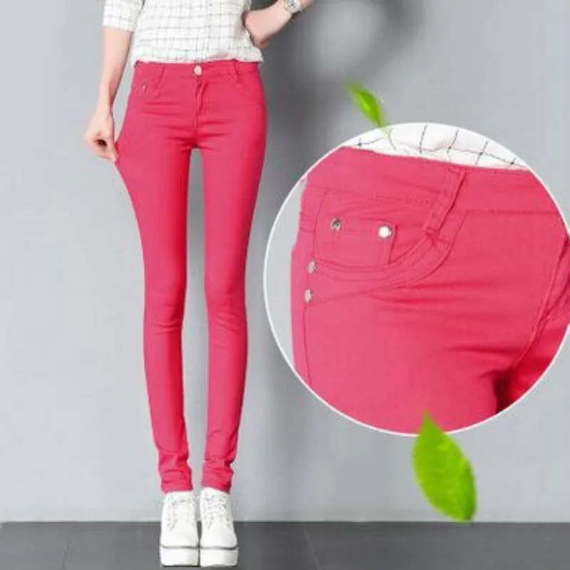 Fun and Bright Candy Color Mid-Waist Skinny Jeans