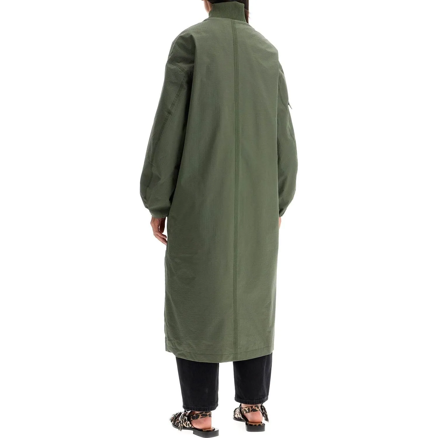 Ganni long tech seersucker trench