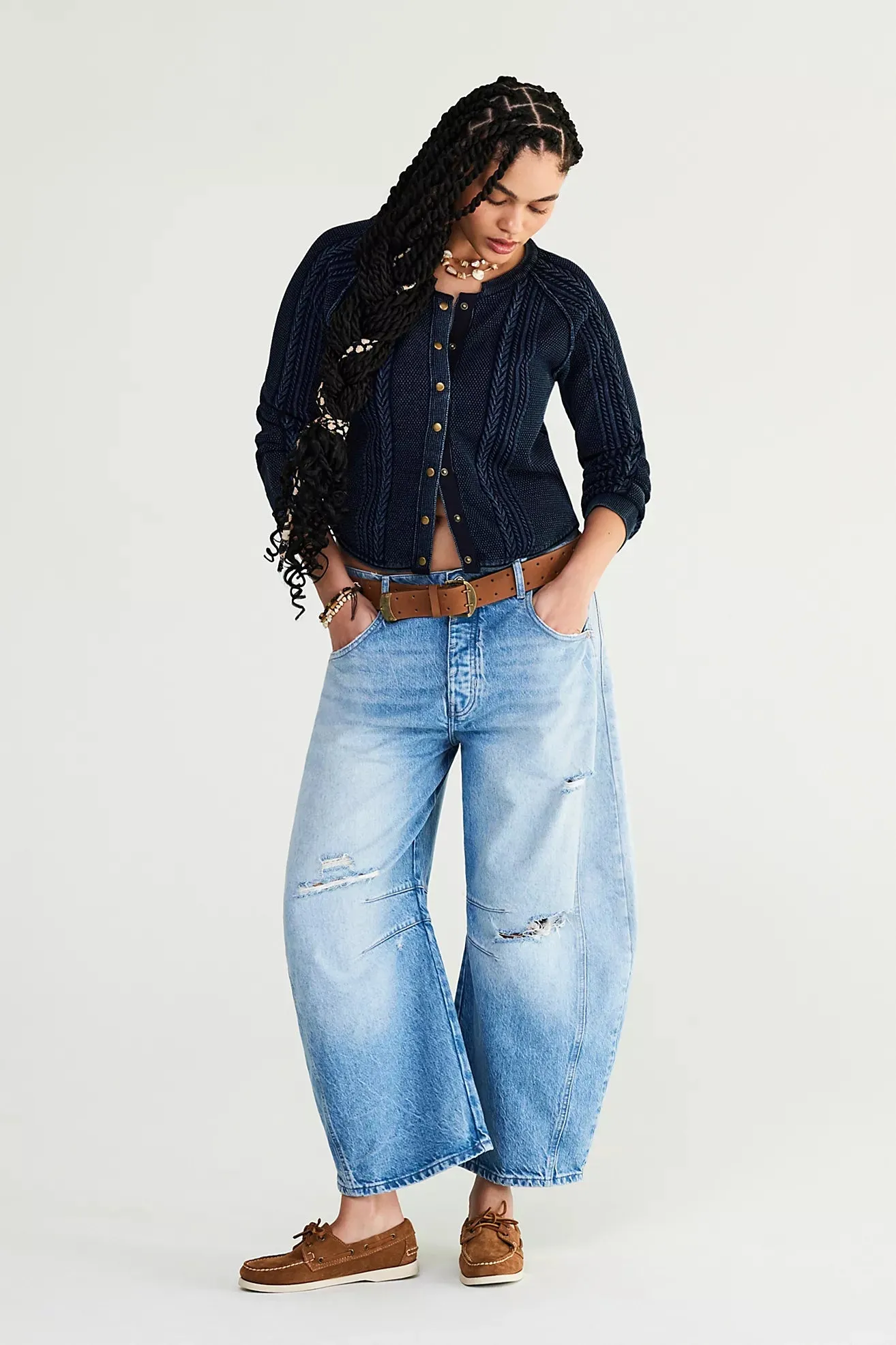 Good Luck Mid Rise Barrel Jeans in Barnyard Blue