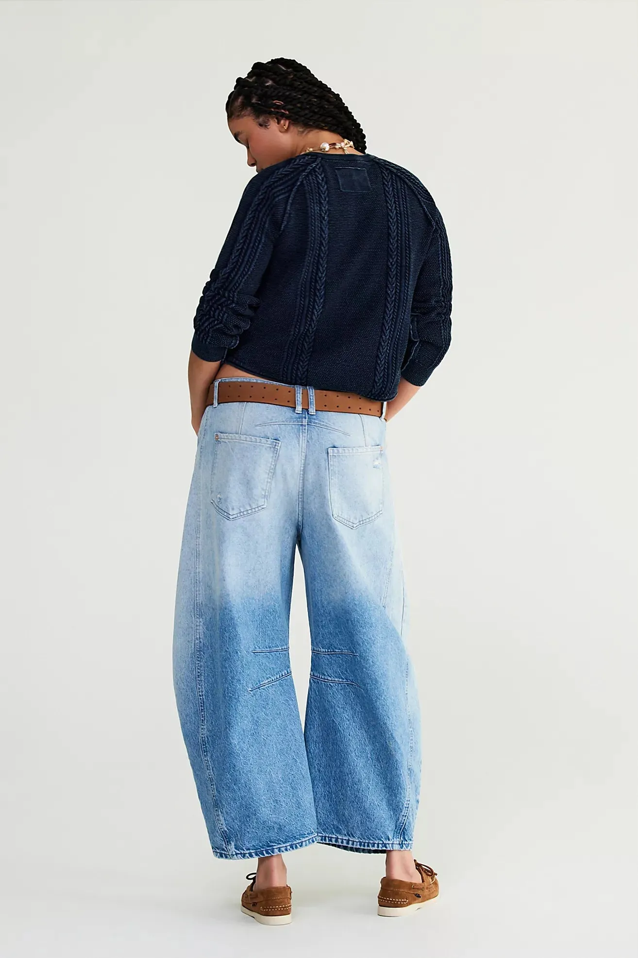 Good Luck Mid Rise Barrel Jeans in Barnyard Blue