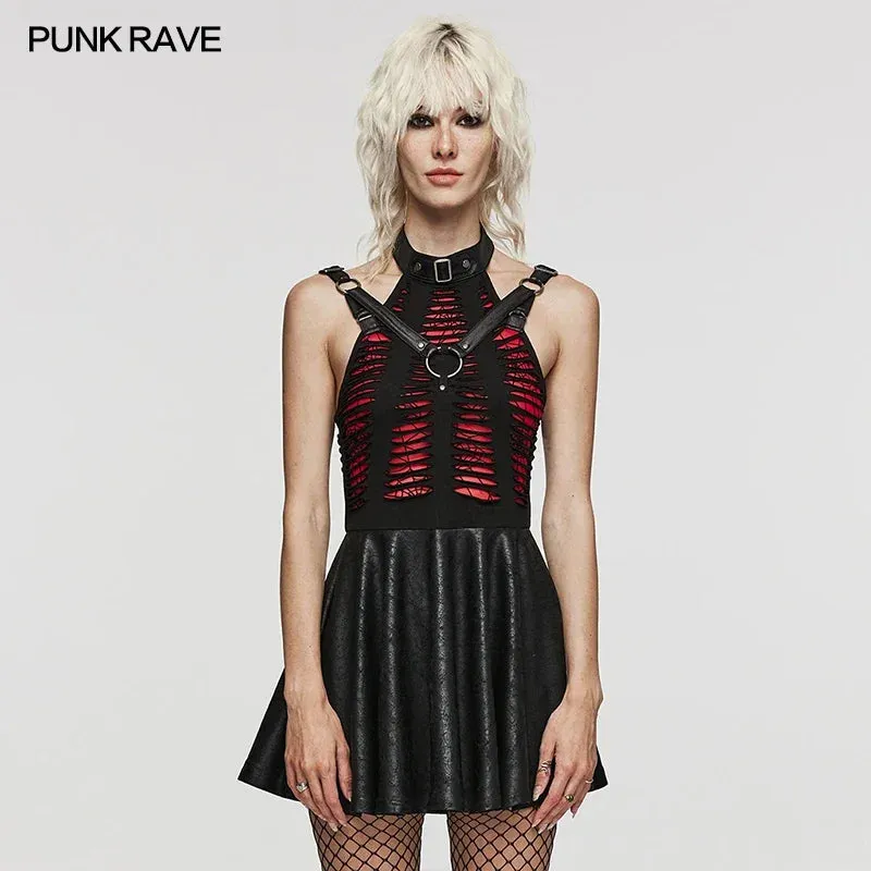 Gothic Sexy Cut Spliced Spider Web Punk Dress