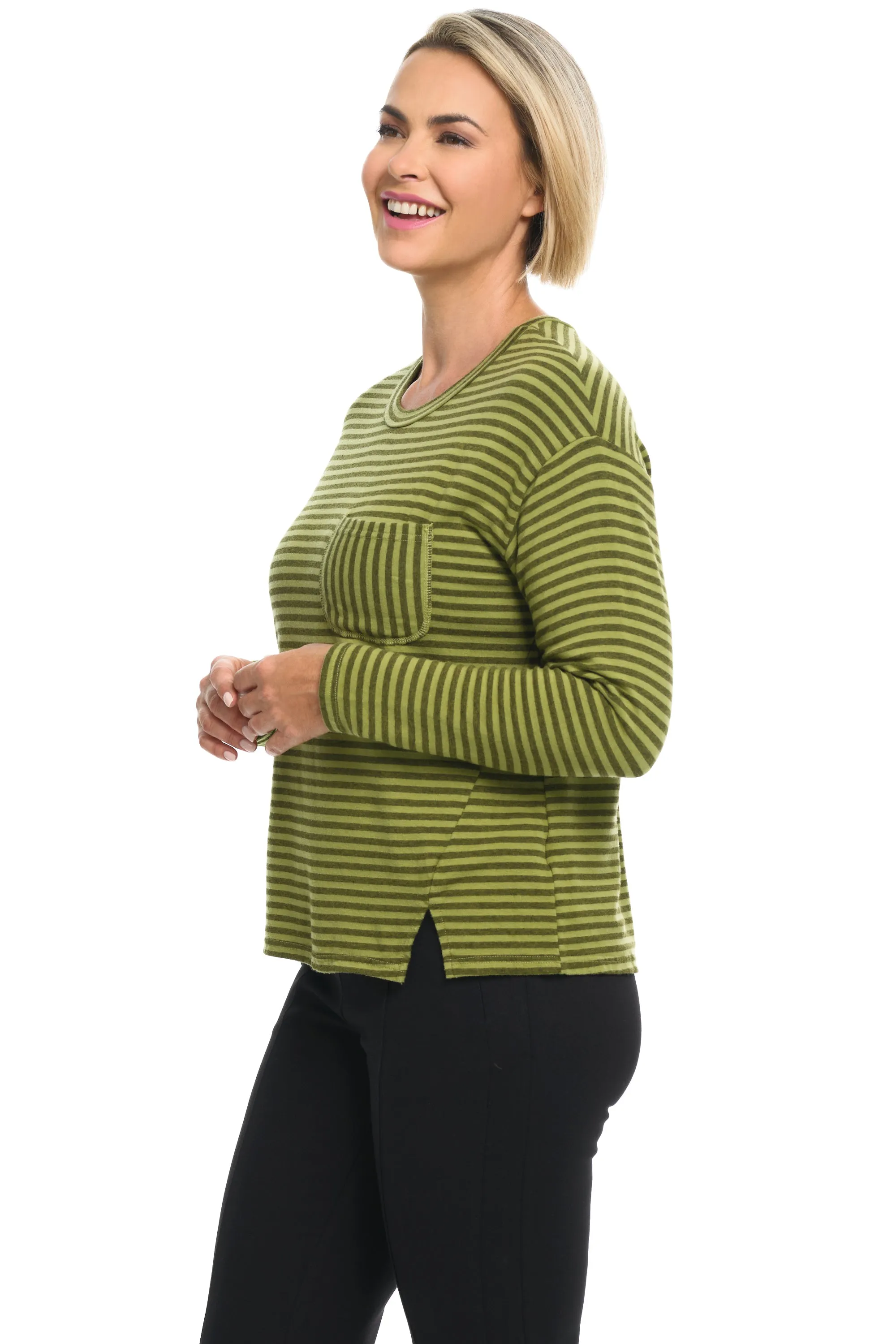 Grey Stripe Fleece Sweatshirt