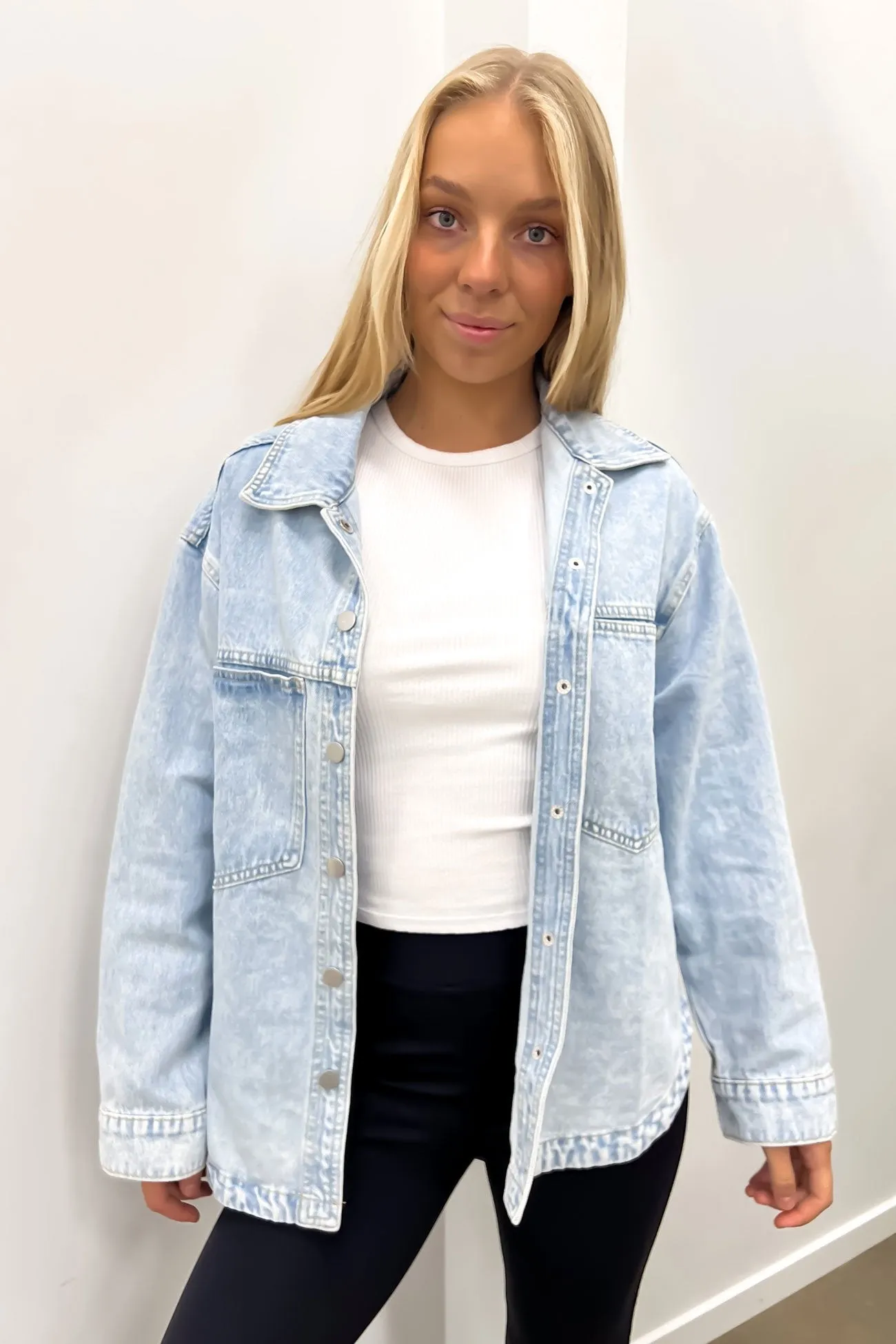 Hailey Denim Shacket Light Blue