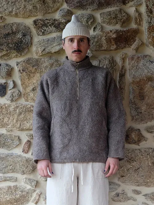 Half-Zip Pullover | Handmade Natural Wool Felt