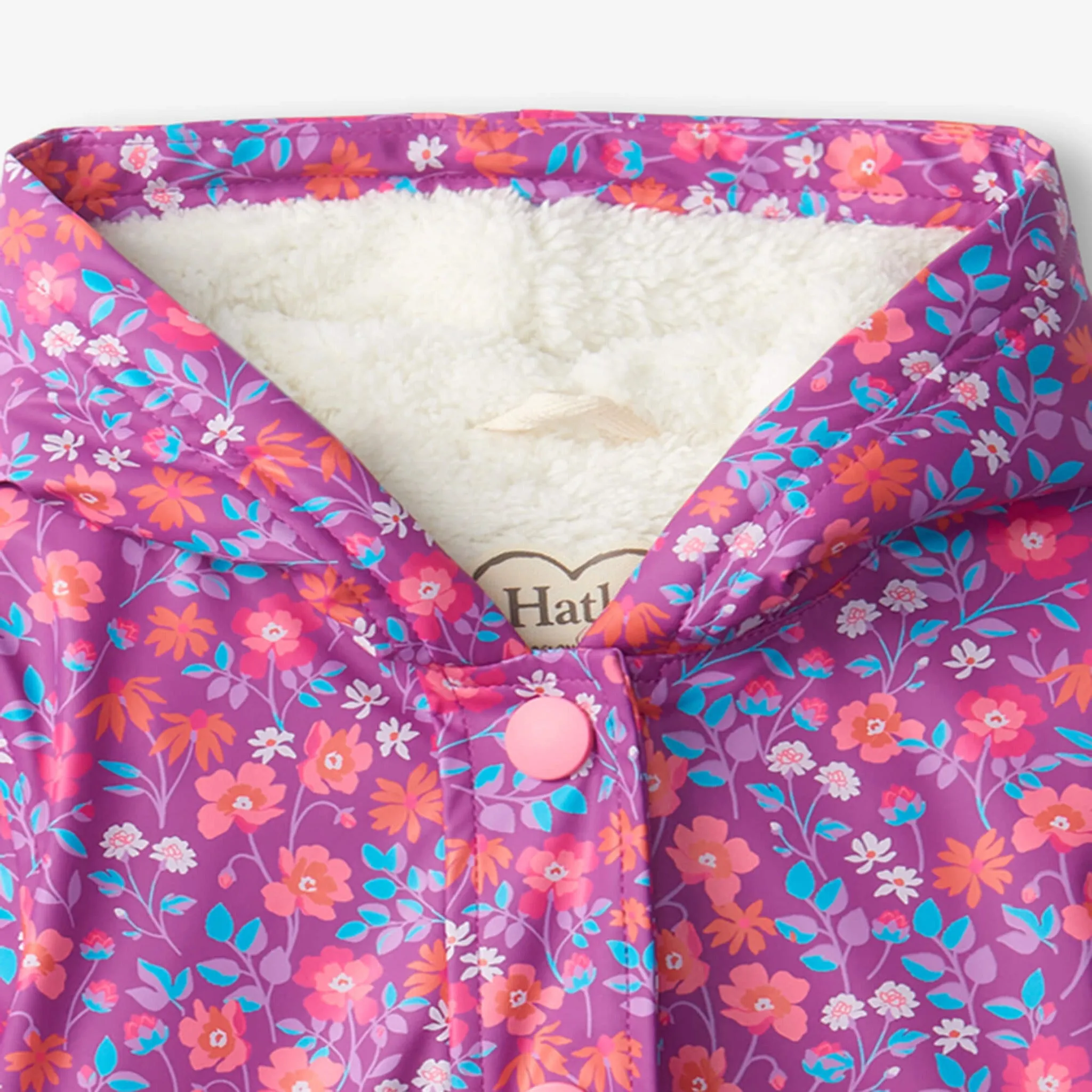 Hatley Wild Flowers Sherpa Lined Splash Jacket - Hollyhock