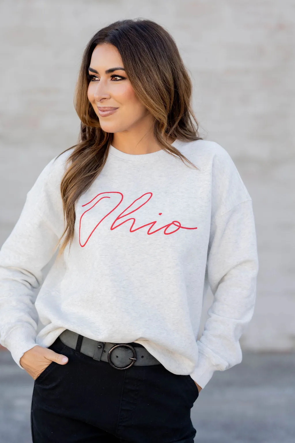 Heathered Cursive Ohio Graphic Crewneck