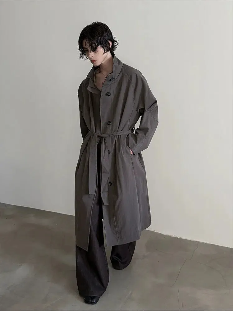 High Collar Belted Trench Coat