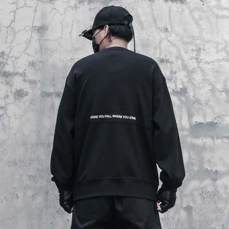 Hip Hop Fake Two Sweatshirt Men Patchwork Pocket Sweat Shirt Fashion Harajuku Functional Pullover Black Men Clothes