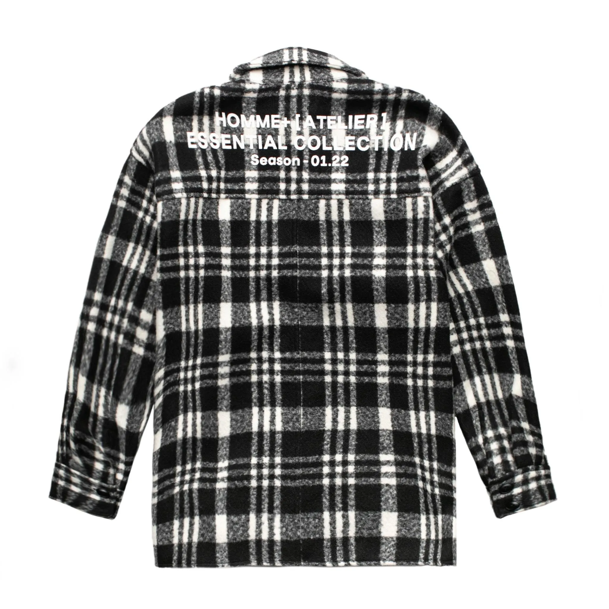 HOMME  Heavyweight Flannel Overshirt Grey/White Plaid