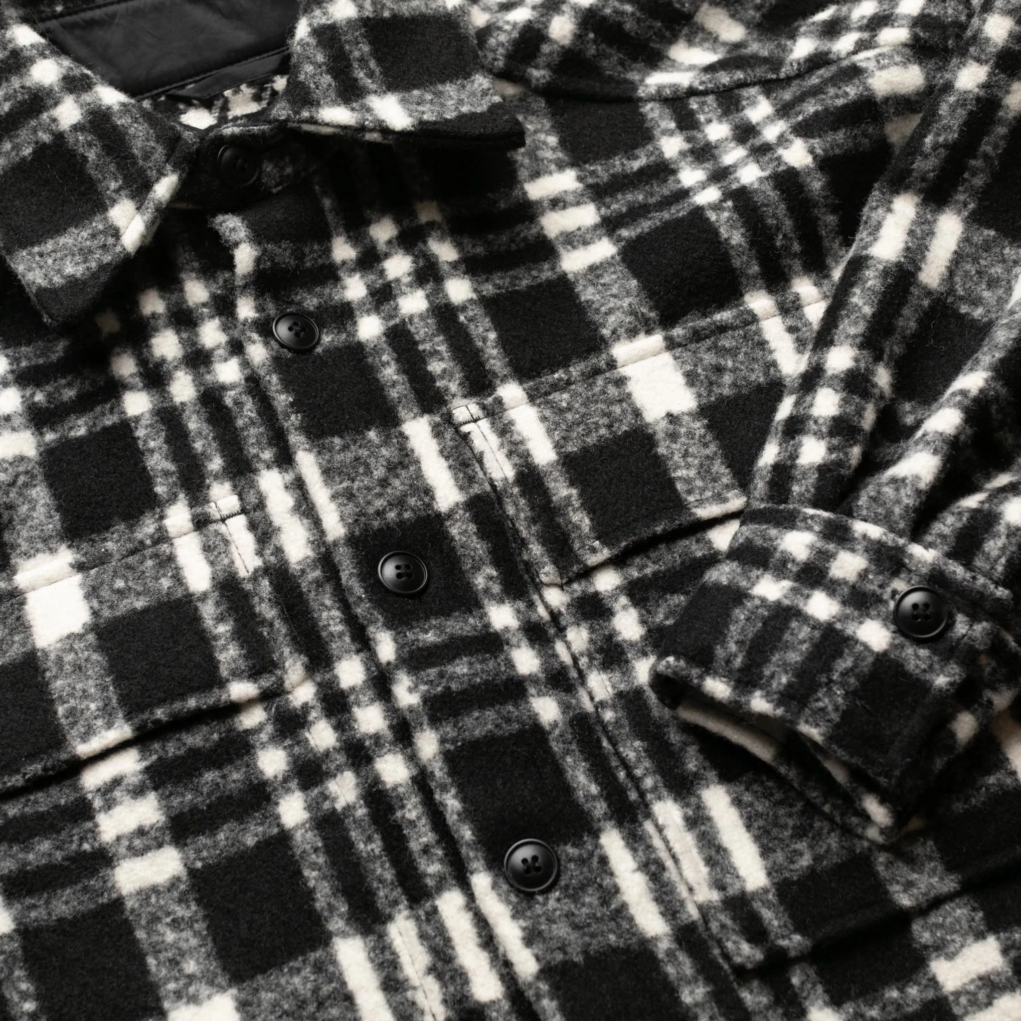 HOMME  Heavyweight Flannel Overshirt Grey/White Plaid