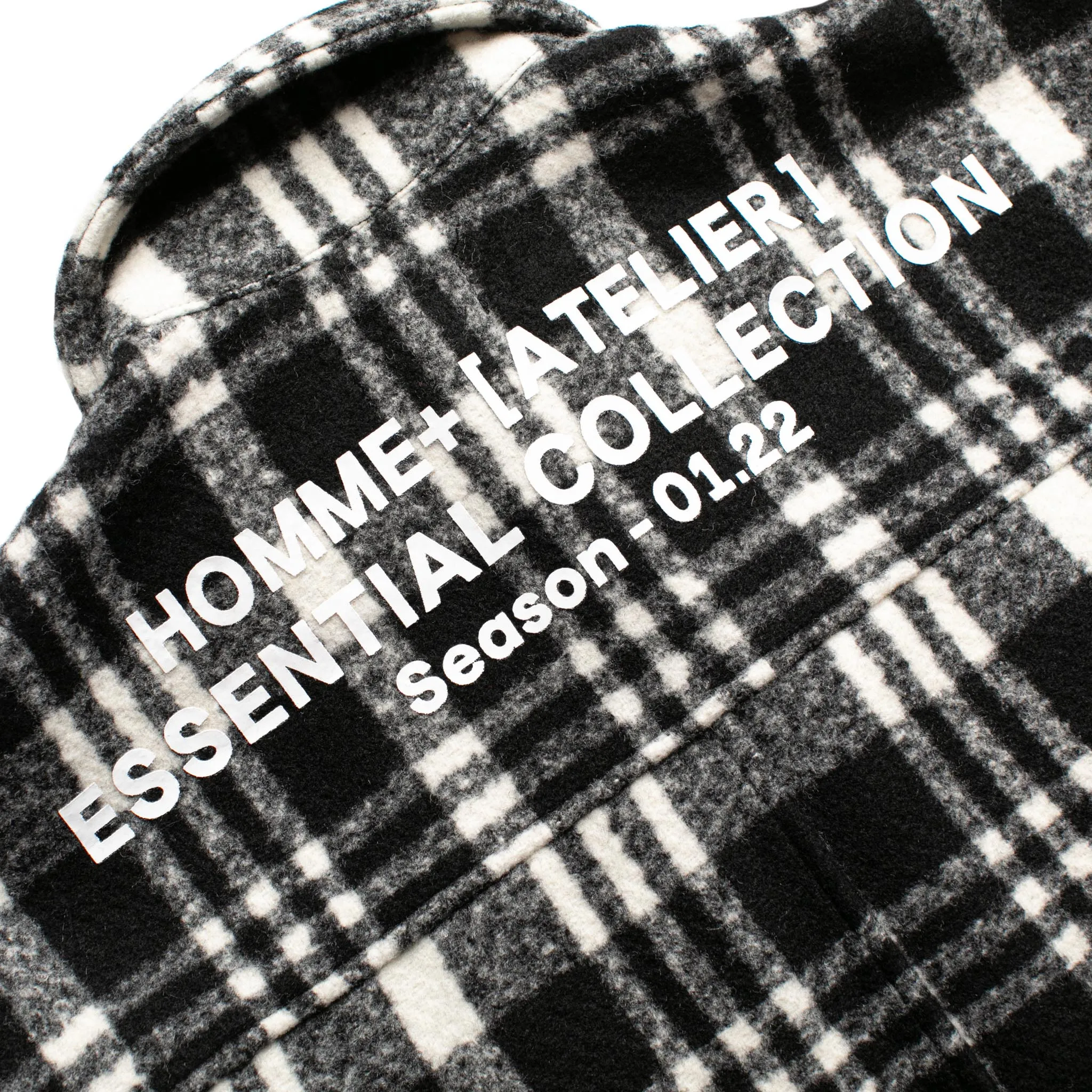 HOMME  Heavyweight Flannel Overshirt Grey/White Plaid