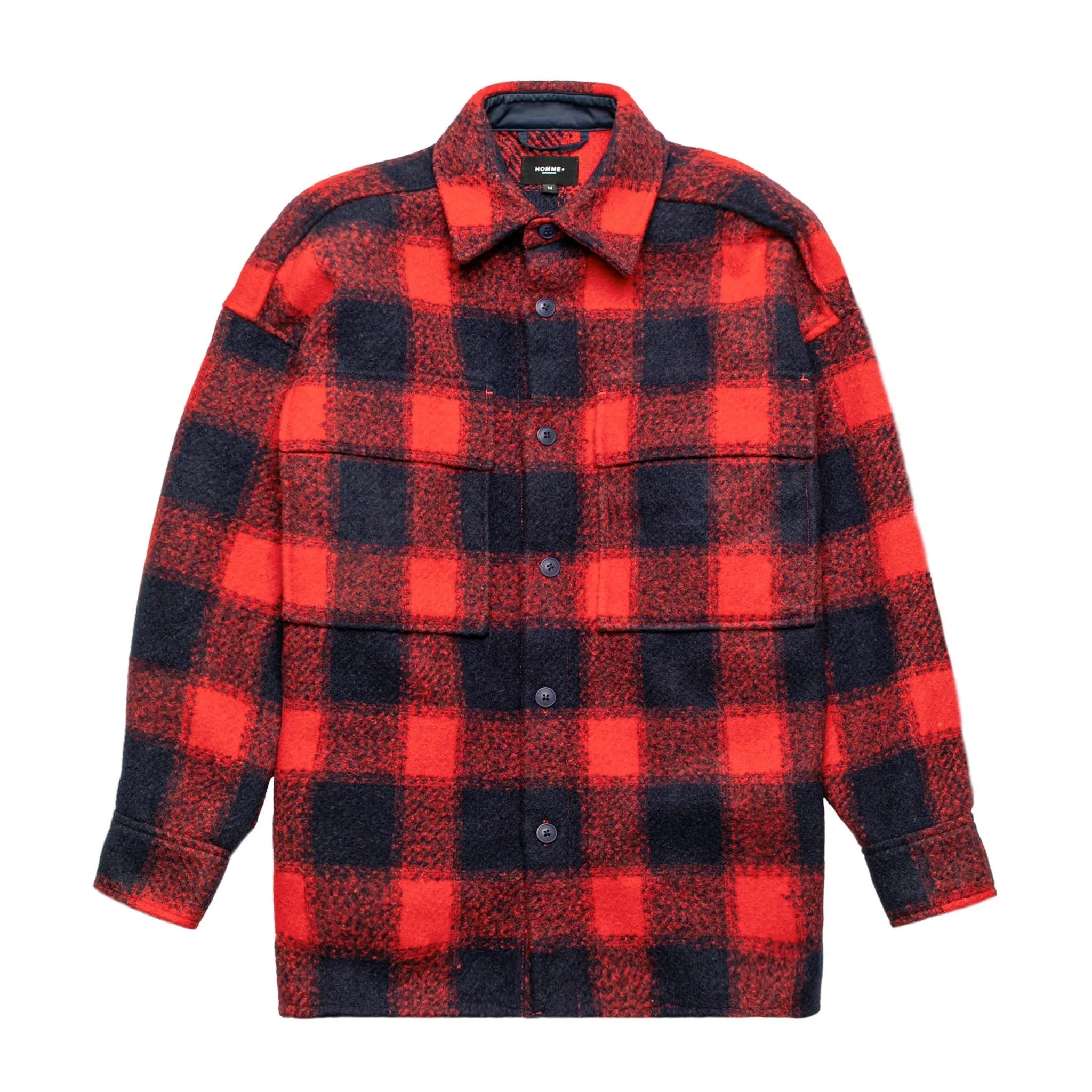 HOMME  Heavyweight Flannel Overshirt Red Check