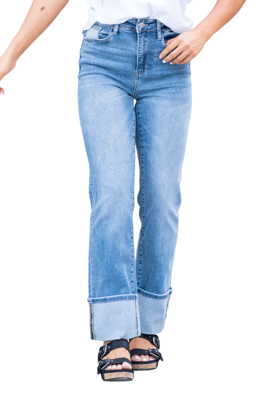 Judy Blue Woman's Torrington High Rise Cuffed Straight Jean