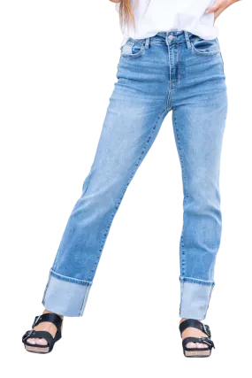 Judy Blue Woman's Torrington High Rise Cuffed Straight Jean