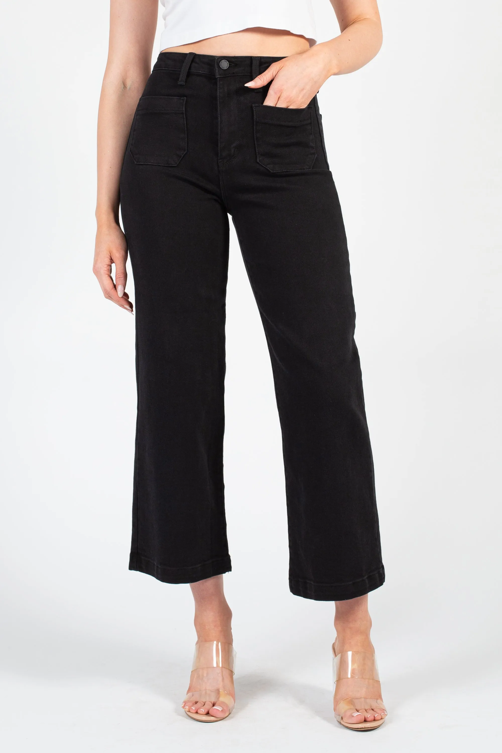 Just Black Denim Patch Pocket Wide Leg