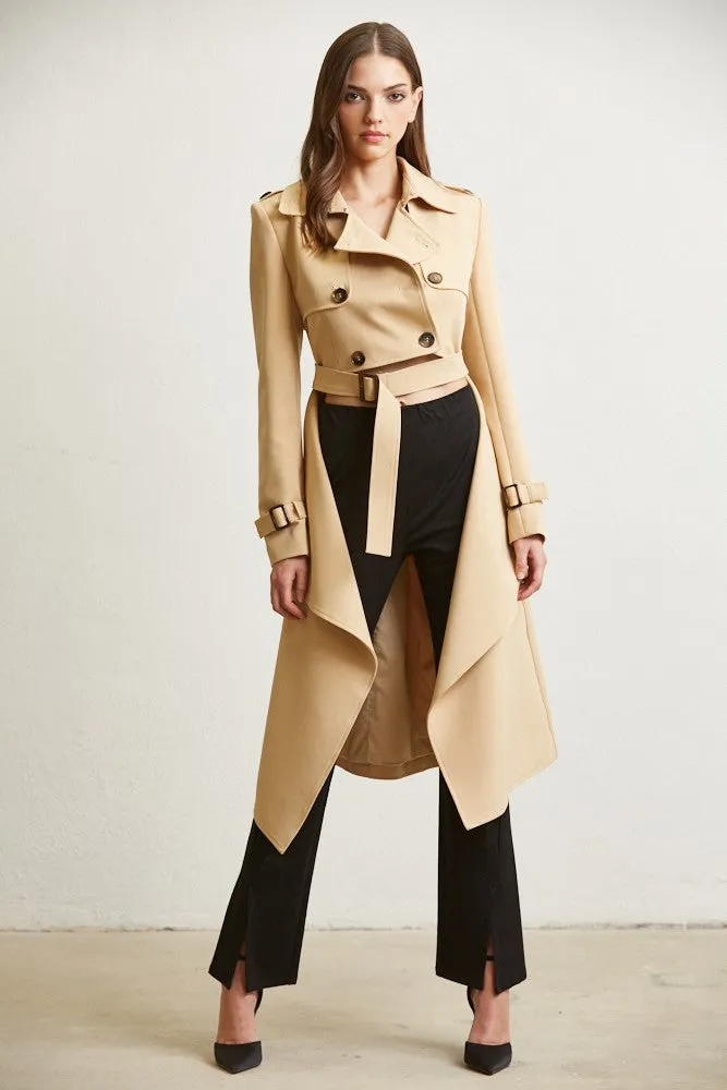 Khaki Modern Cutout Trench Coat