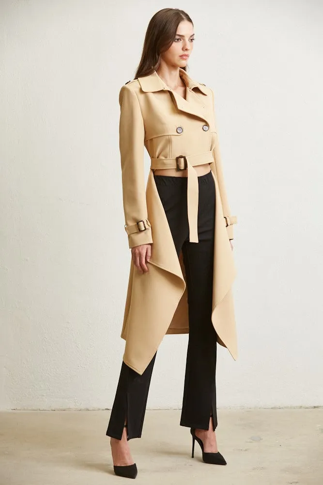 Khaki Modern Cutout Trench Coat