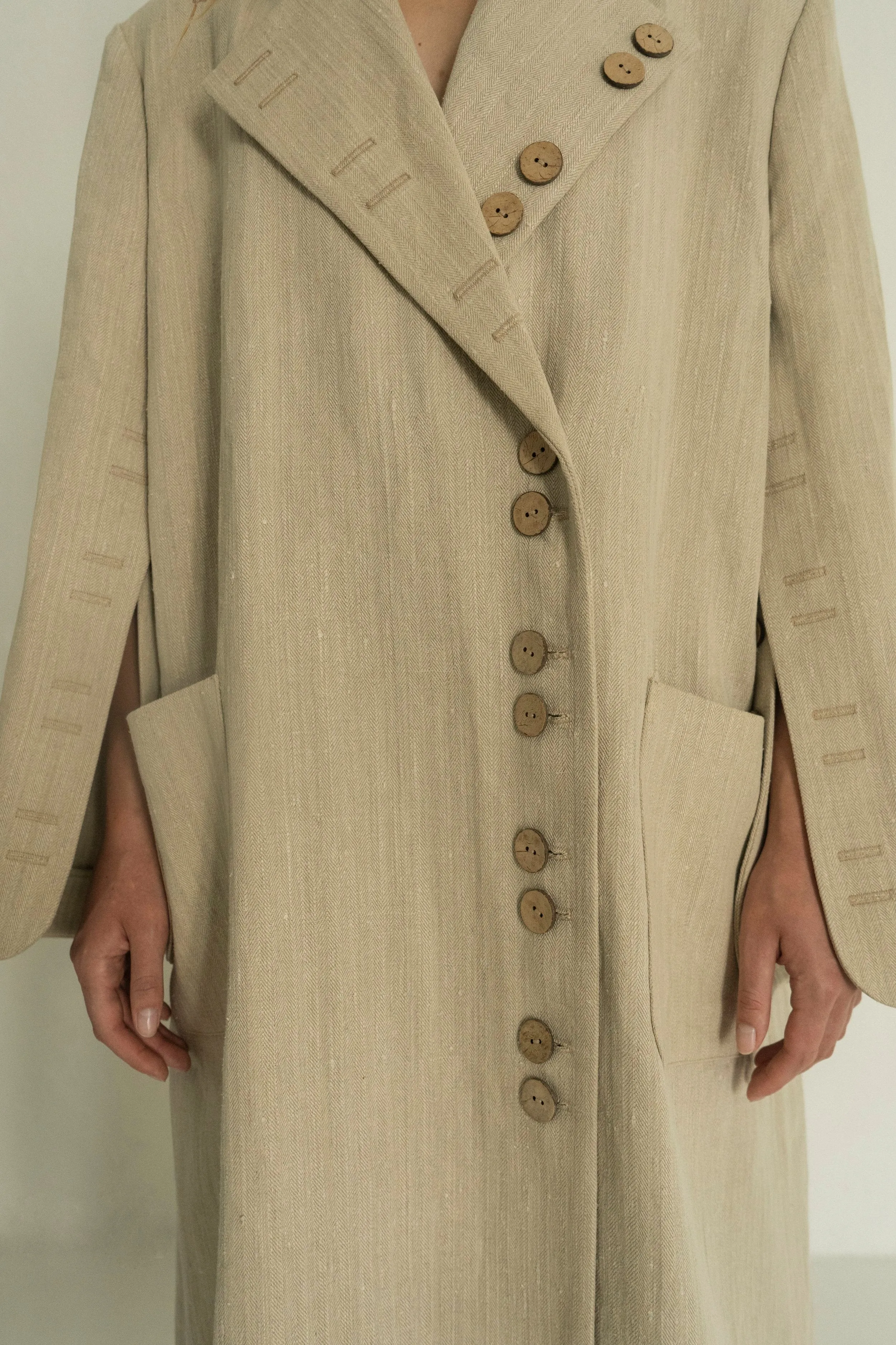 Khmelnytske Shosse Linen Hemp Trench Coat Beige