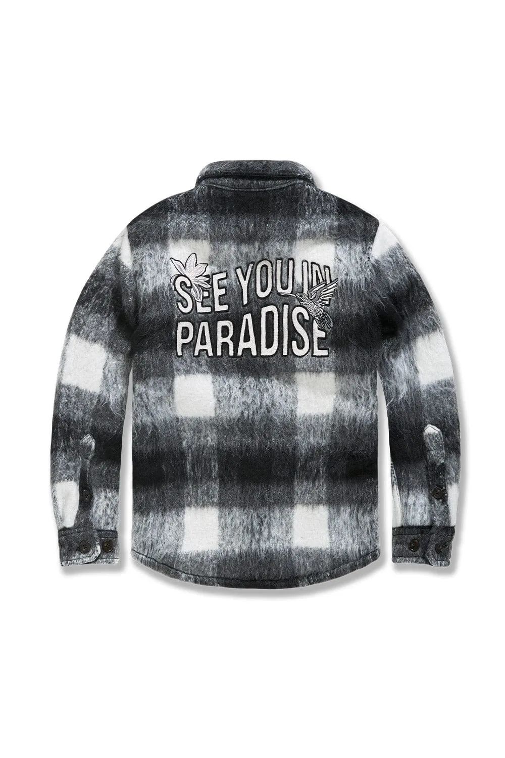 Kids See You In Paradise Flannel Shacket (Black)