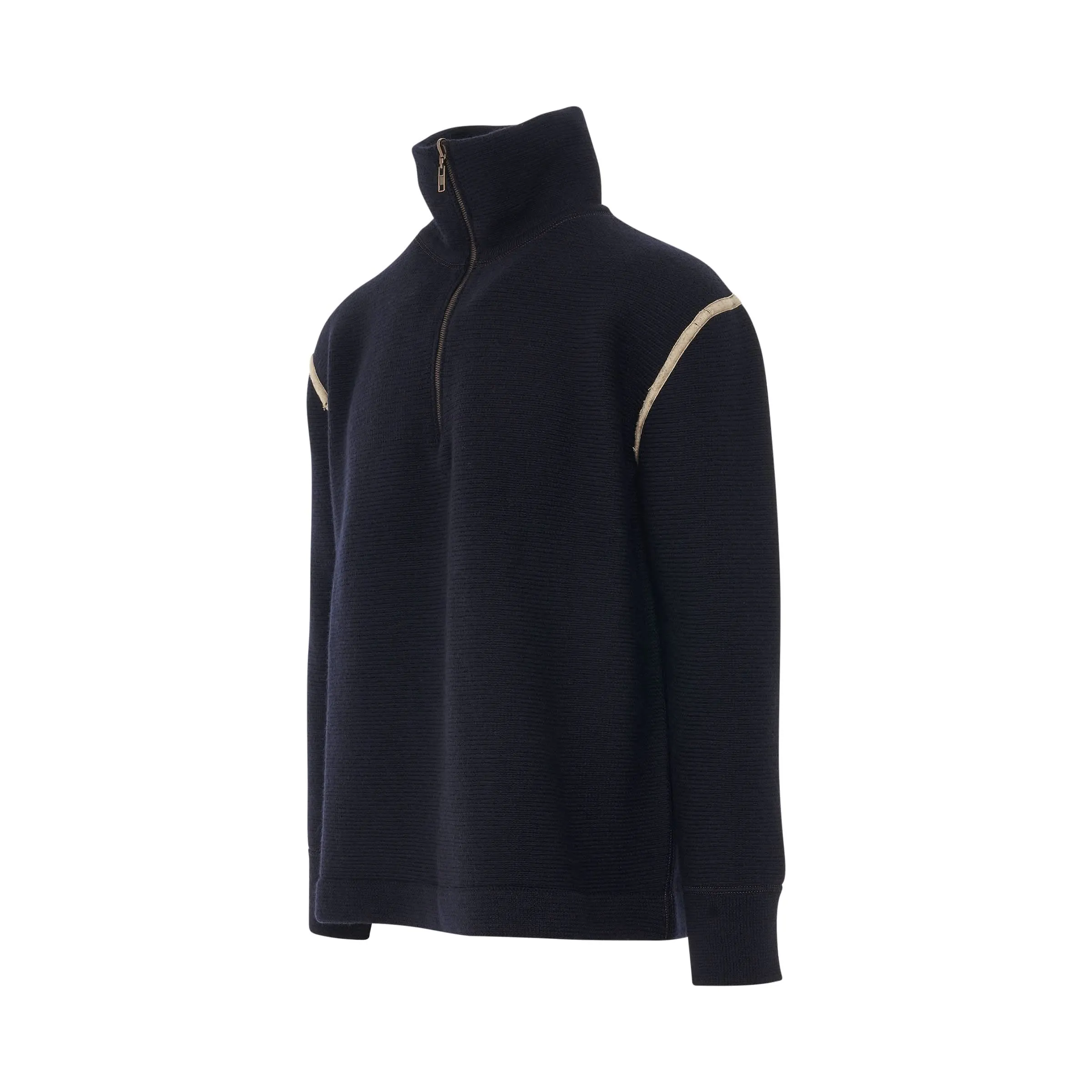 Knit Pullover with Stripe Detail in Navy