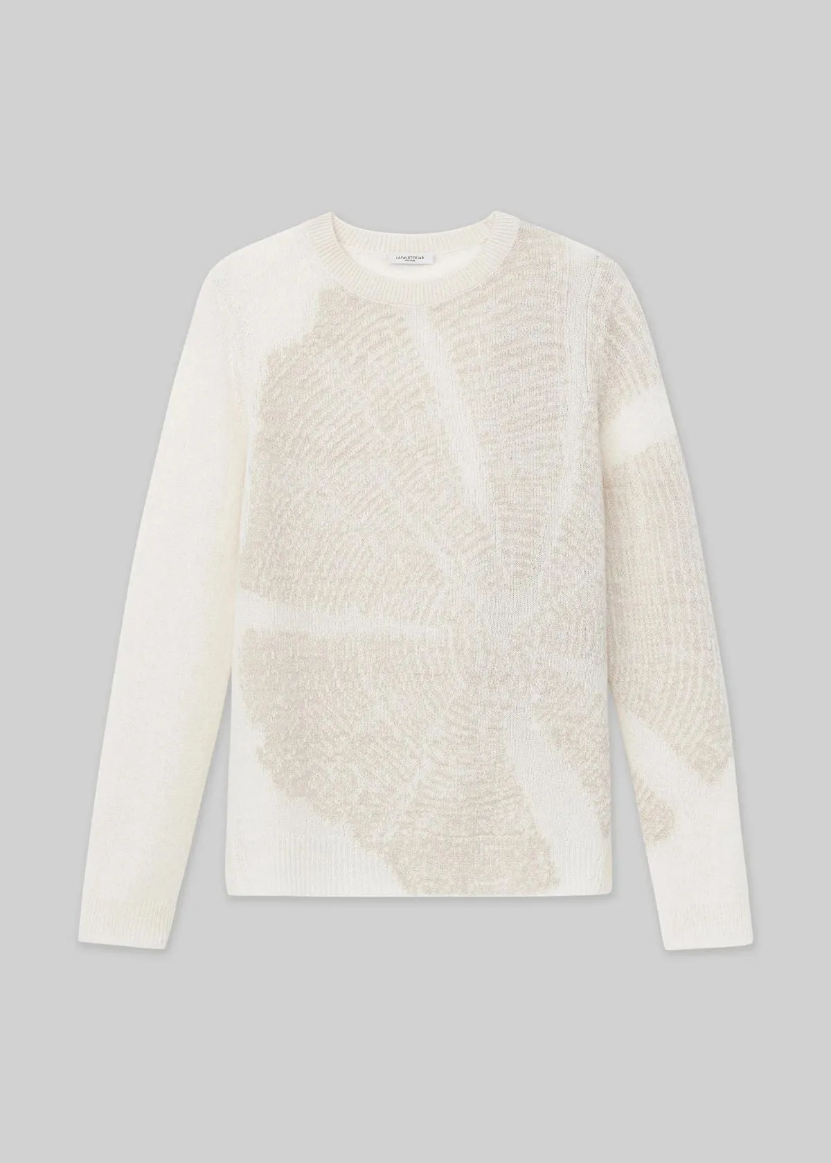 LAFAYETTE 148 Wood Grain Intarsia Sweater - Cloud Metallic