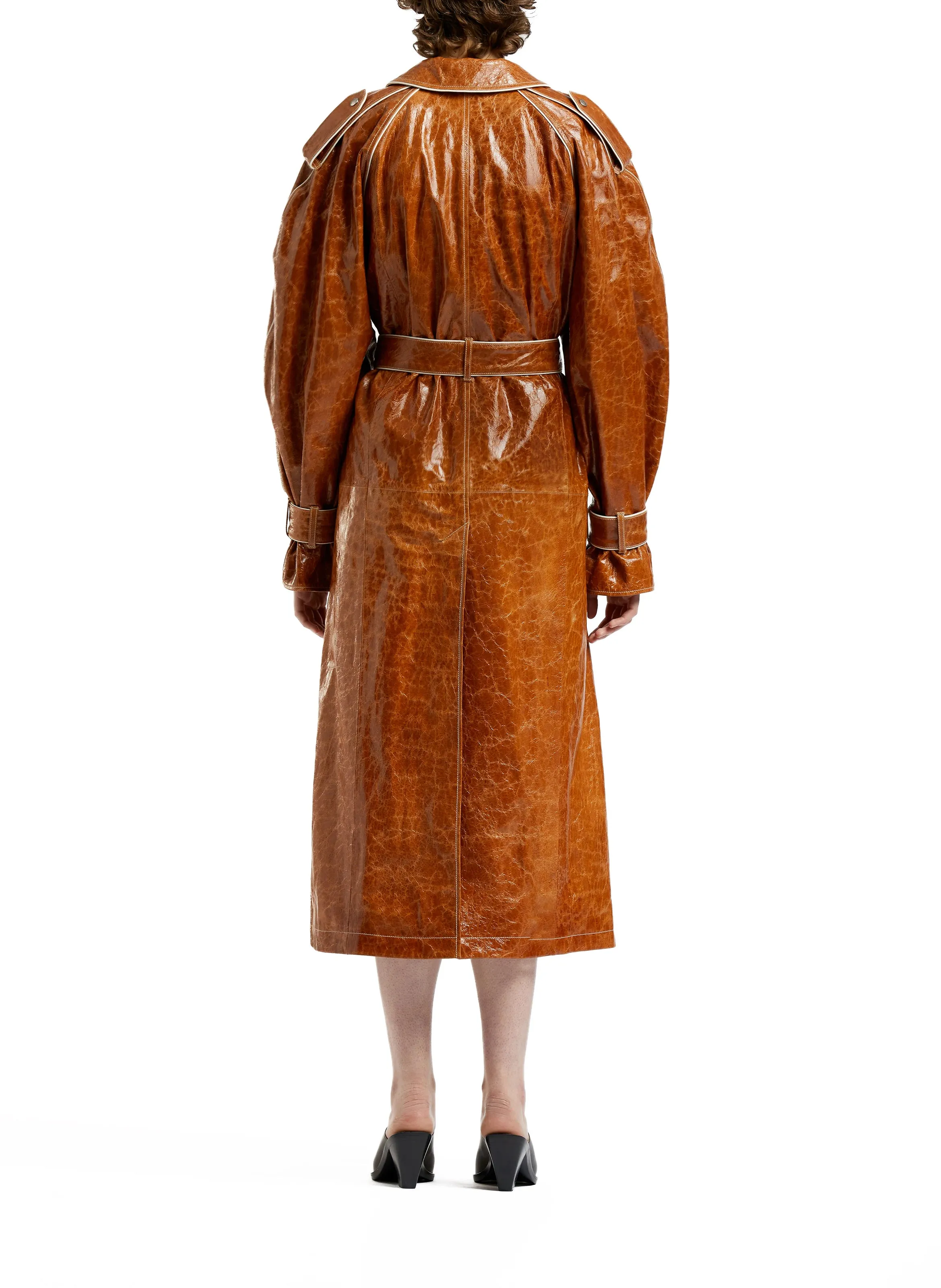 Leather Trench Coat Camel