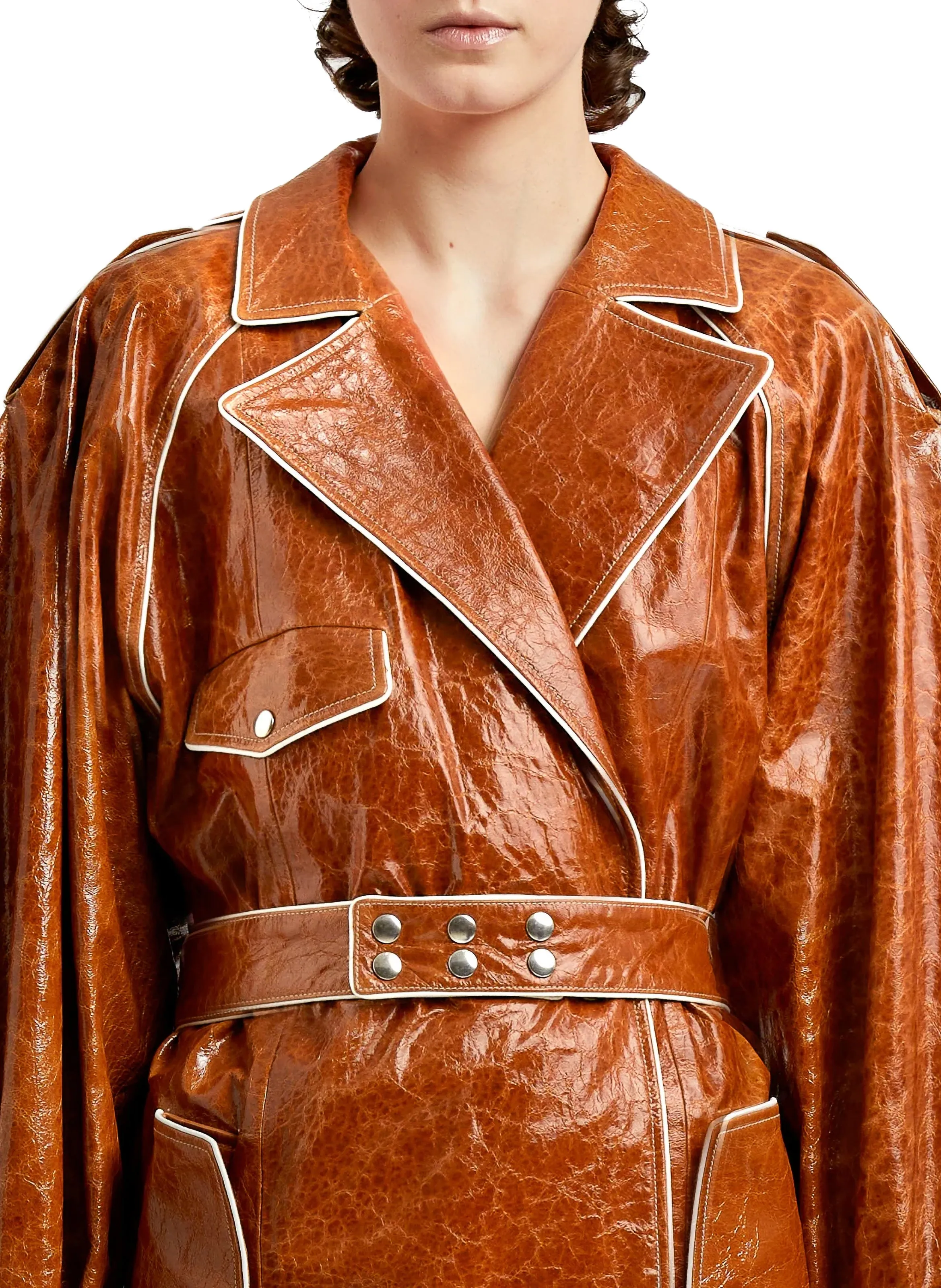 Leather Trench Coat Camel