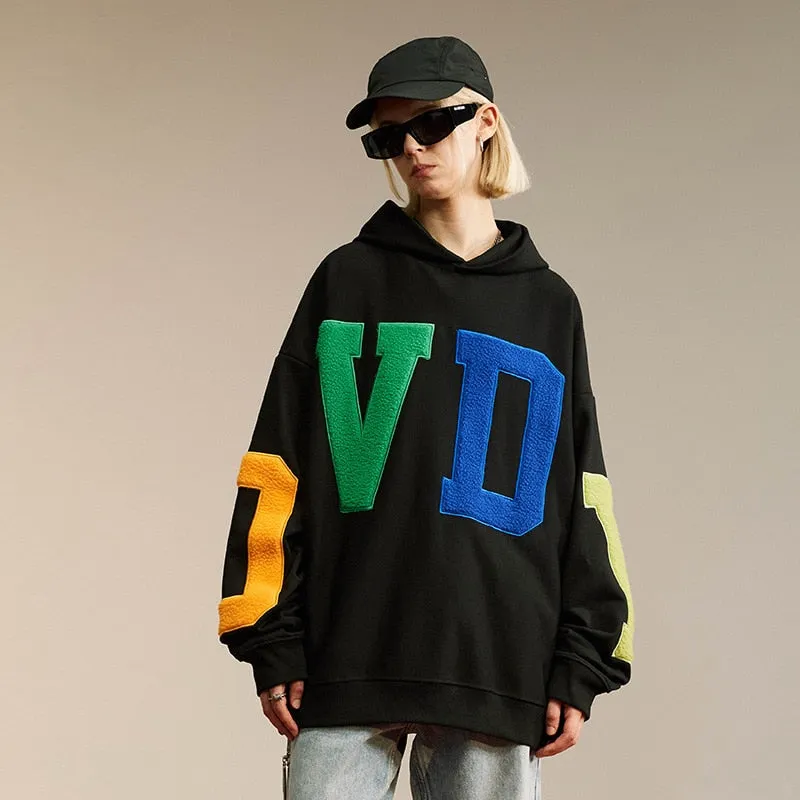 Letter Print Hoodies Streetwear Men Women Hip Hop Hoodie Sweatshirt Loose Casual Pullover Cotton Clothing