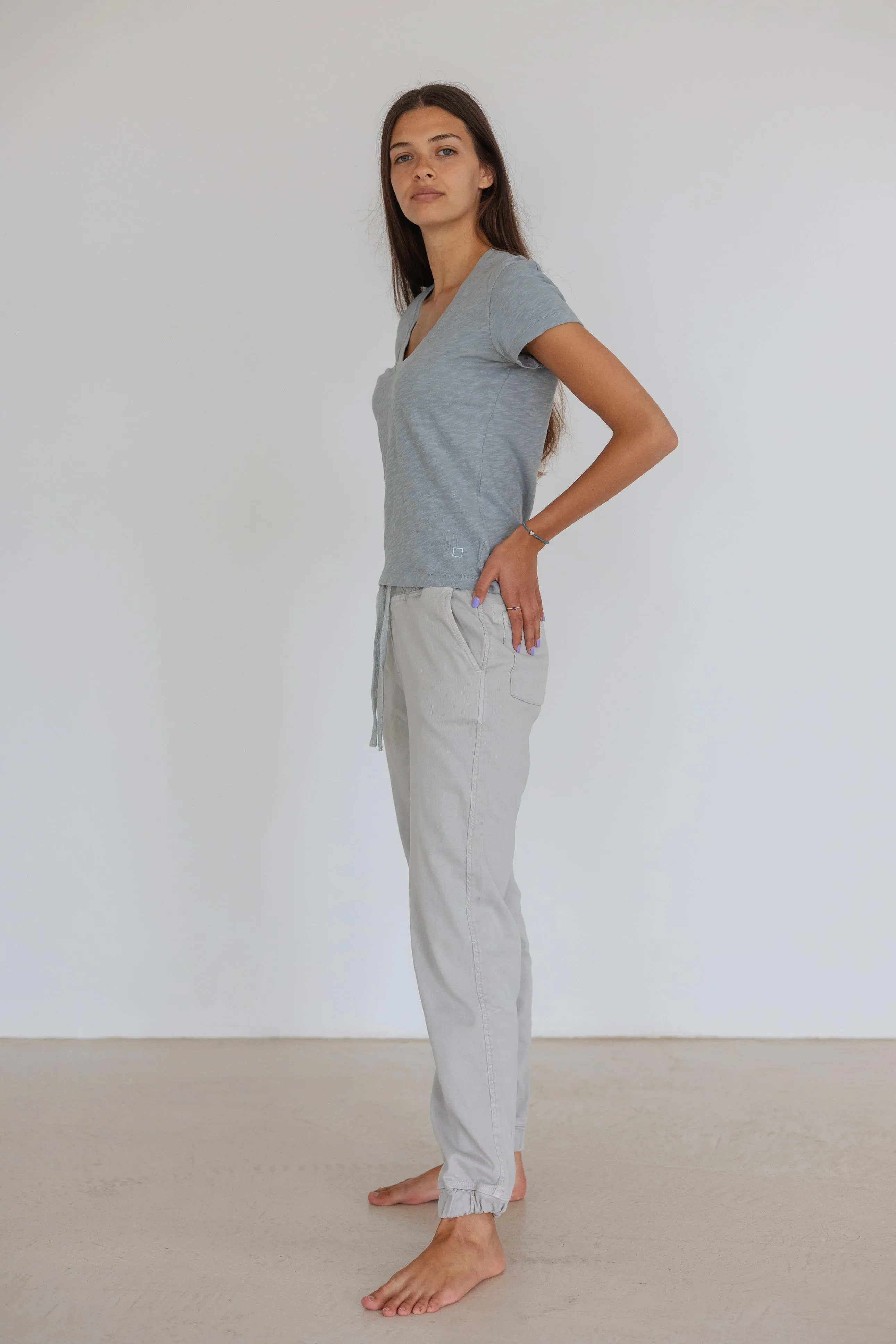 Linen Style T-Shirt Grey Ice