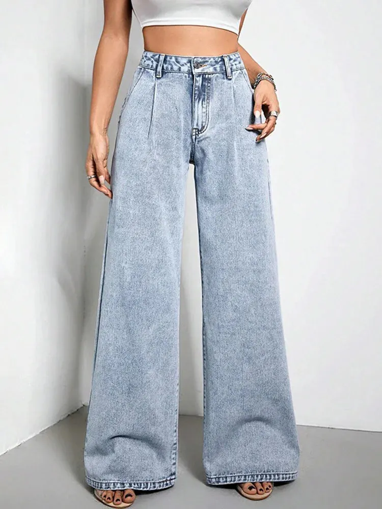 Loose High-Waisted Wide Leg Jeans for Casual Streetwear