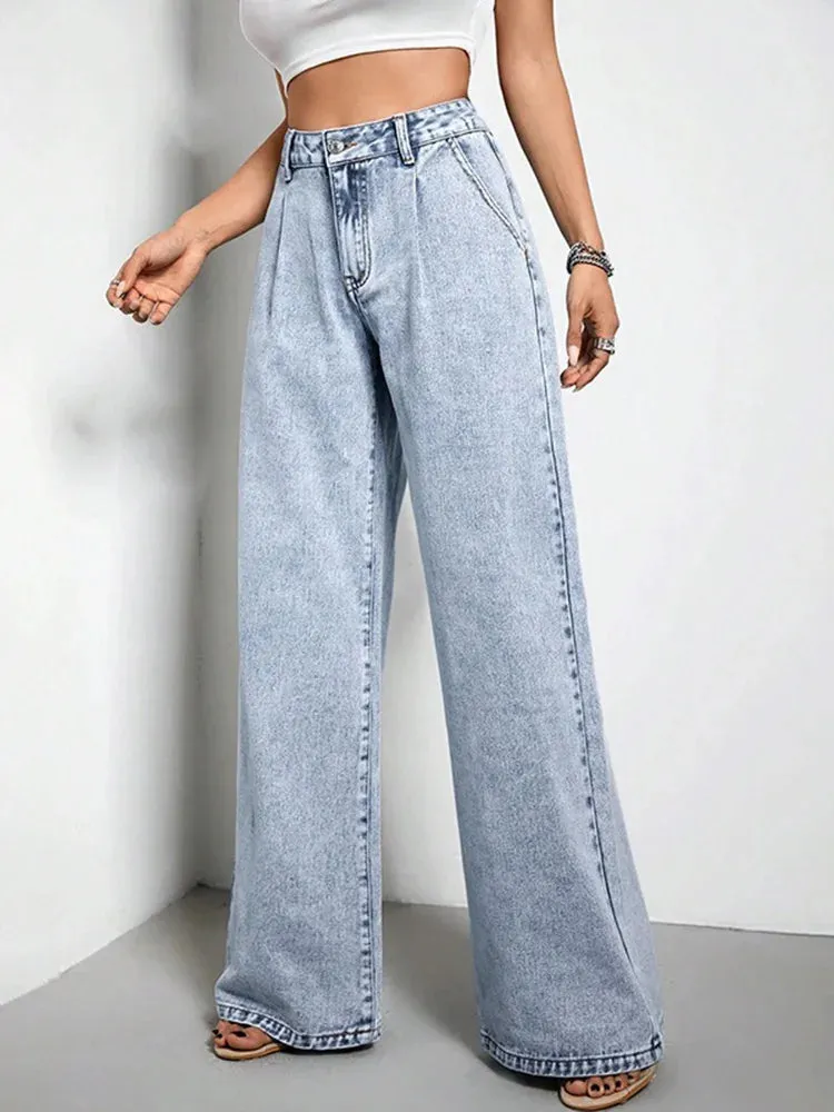 Loose High-Waisted Wide Leg Jeans for Casual Streetwear