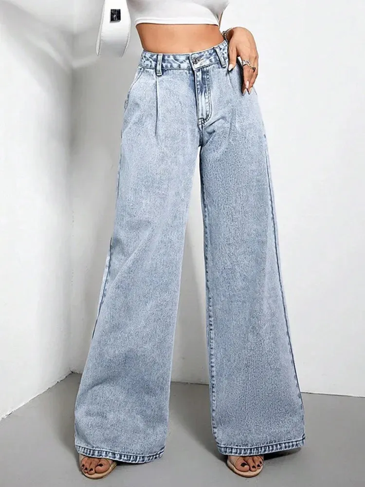 Loose High-Waisted Wide Leg Jeans for Casual Streetwear