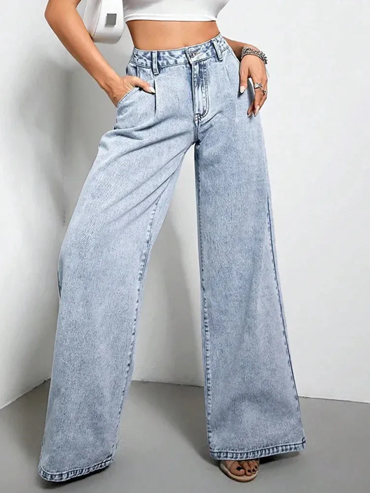 Loose High-Waisted Wide Leg Jeans for Casual Streetwear