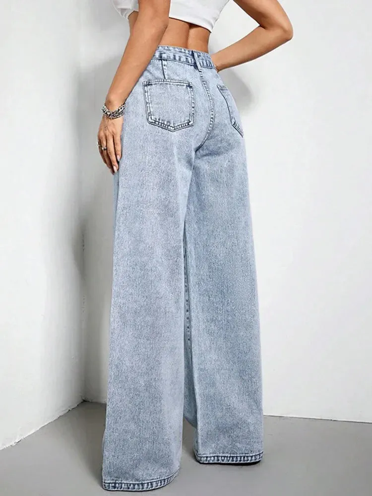 Loose High-Waisted Wide Leg Jeans for Casual Streetwear