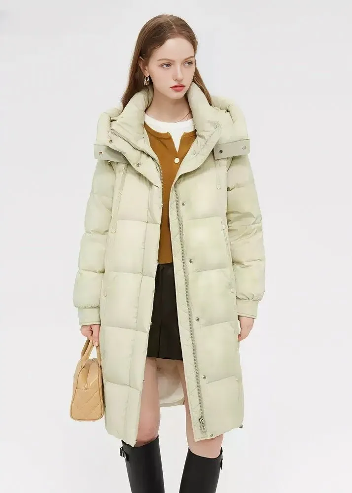 LOOSE THICK HOODED LONG DOWN COAT